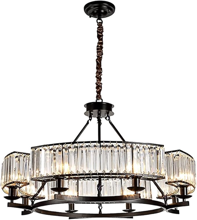 Lampos Farmhouse Crystal Chandelier – Black Dining Room Pendant Light