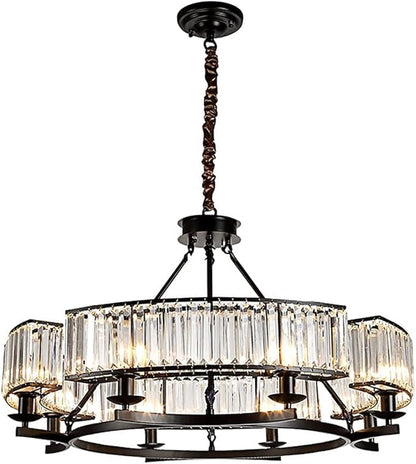 Lampos Farmhouse Crystal Chandelier – Black Dining Room Pendant Light