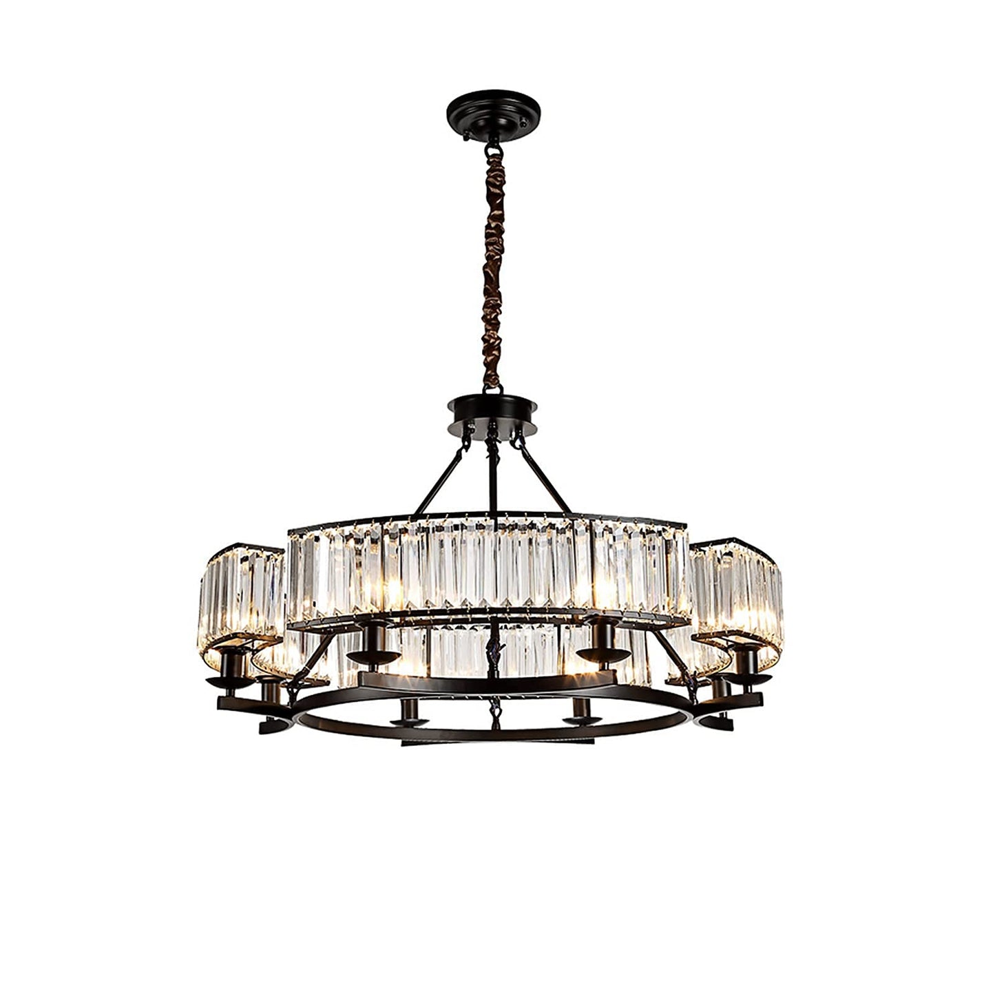 Lampos Farmhouse Crystal Chandelier – Black Dining Room Pendant Light