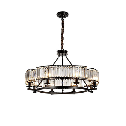 Lampos Farmhouse Crystal Chandelier – Black Dining Room Pendant Light
