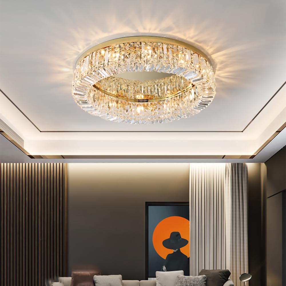 Lampos Crystal Ceiling Light – Luxury K9 Flush Mount Fixture