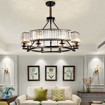 Lampos Farmhouse Crystal Chandelier – Black Dining Room Pendant Light