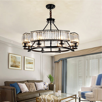 Lampos Farmhouse Crystal Chandelier – Black Dining Room Pendant Light