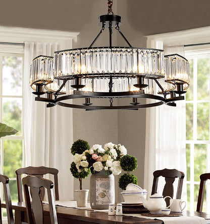 Lampos Farmhouse Crystal Chandelier – Black Dining Room Pendant Light