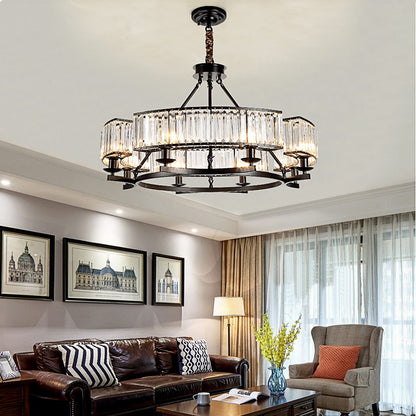 Lampos Farmhouse Crystal Chandelier – Black Dining Room Pendant Light
